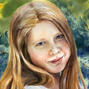 Personalized Watercolor Portrait From Photo: Custom Mother Gift