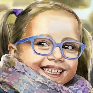 Painting from photo. Custom portrait. Original watercolor painting from photo as a birthday gift idea.