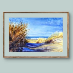 Original Watercolor Landscape Painting: Seascape Nature Art, 14x22 Inch