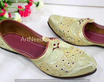 INMONARCH Mens Sherwani Shoes Golden Indian Wedding Shoes Partywear MJ0157