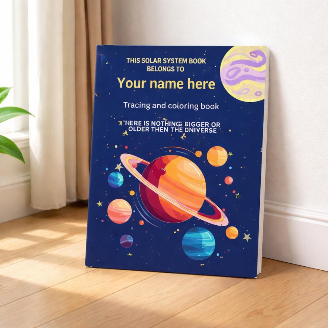 15 Page Personalized Solar System Tracing Coloring Book | Space Planets ...
