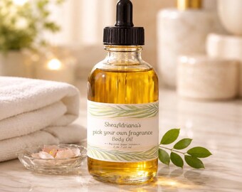 Pick Your Own Fragrance Perfumed Body Oil, Coconut, Jojoba, Almond, Tea Tree, Hydrating Dry Skin