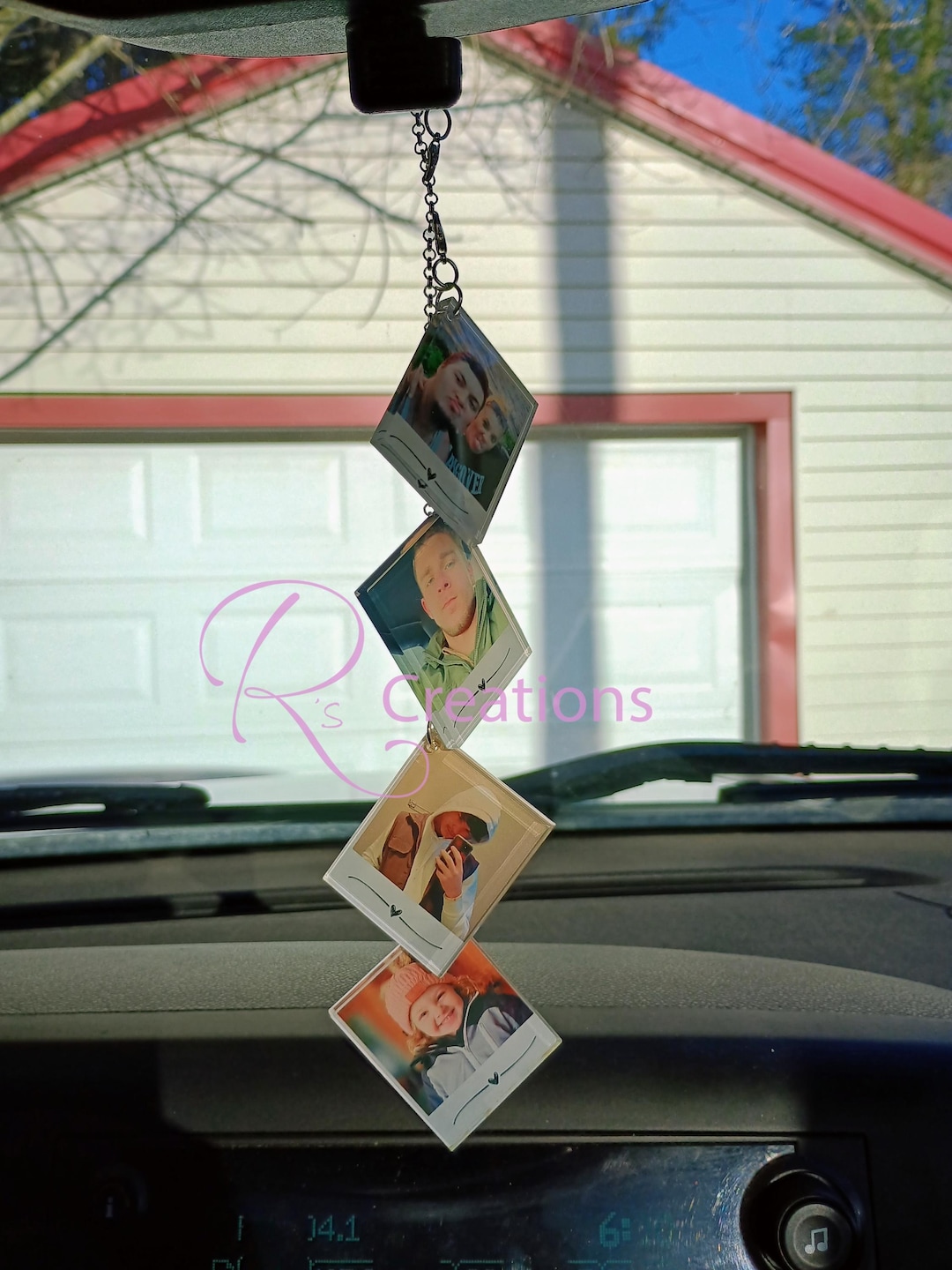 Custom Photo Rear View Mirror Hanger Memorial Car Charm Etsy