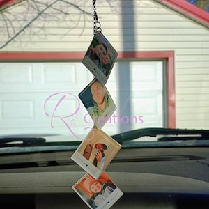 Custom Photo Rear View Mirror Hanger: Memorial Car Charm
