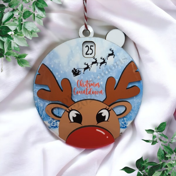 Christmas countdown Ornament, Reindeer ornament, kids countdown, Christmas tree, decoration,