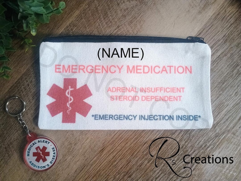 Addison's Disease, Emergency Medication, Bag, Keychain, Emergency ...