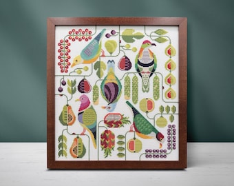 Fruit Dove Frenzy - PDF Digital Download Cross Stitch Pattern