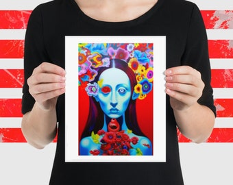 Vivid Dreamscape 8 x 10 Lush Floral & Abstract Portrait Art Print Modern Eclectic Wall Art, Unique Botanical Illustration