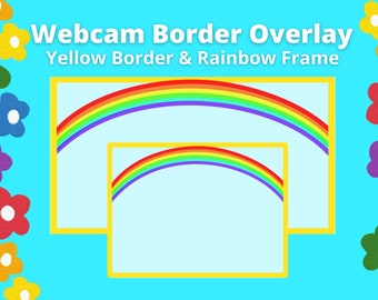 Two Webcam and Game Overlay Border Frame Spring Easter Bright Colorful Nature Theme Live Streaming Twitch and OBS Streaming