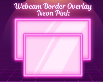 Two Vibrant Neon Pink Webcam Frame Overlay - Retro Cyber Aesthetic for Streamers, Digital Download - Make Your Stream Pop!