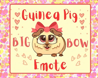 One Baby Guinea Pig Emote Pink Big Bow For Twitch Discord Youtube Live Streaming Chatroom Emote Live Streamer For Guinea Pig Lovers Pets