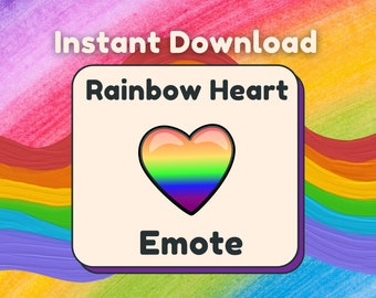 One Rainbow Heart Emote For Live Streaming Twitch Youtube Discord Chat Love and Friendship LBGTQ Emote Twitch Affiliate Beginner Streamers