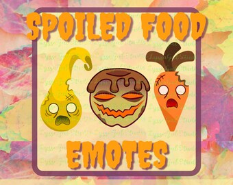 Three Spoiled Food Emotes Bundle Spooky Frightened Food Perfect For Halloween Autumn Fright Night Campfire Story Telling For Twitch Discord