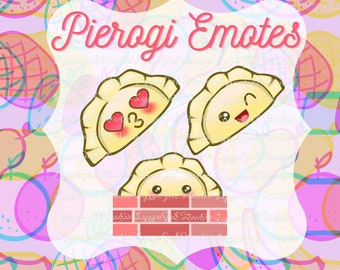 Three Pierogi Dumpling Food Emote Pack For Twitch Youtube And Discord Kissy Winking Lurking Emotes Food Lovers Chef Cook Live Streamer