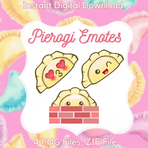 Three Pierogi Dumpling Food Emote Pack For Twitch Youtube And Discord Kissy Winking Lurking Emotes Food Lovers Chef Cook Live Streamer