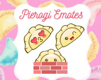 Three Pierogi Dumpling Food Emote Pack For Twitch Youtube And Discord Kissy Winking Lurking Emotes Food Lovers Chef Cook Live Streamer