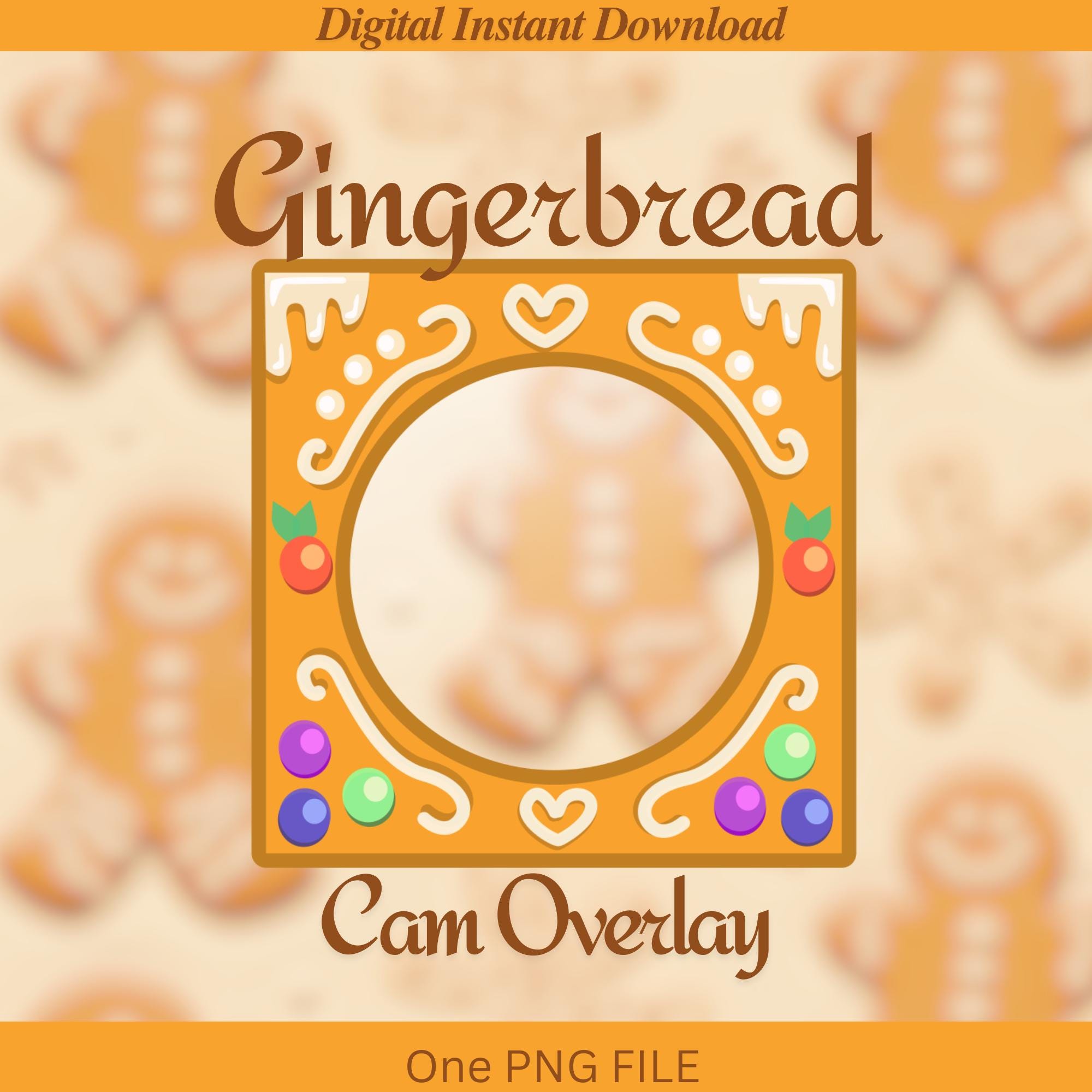 Gingerbread Cam: 1 Frame Overlay Holiday Seasonal Decoration (PNG File ...
