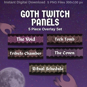 5x Goth Twitch Panel Set Dark Lace Stream Witchcore Occult Cozy Cryptid Moody Aesthetic Labels Perfect For Beginner Streamer Starter Pack