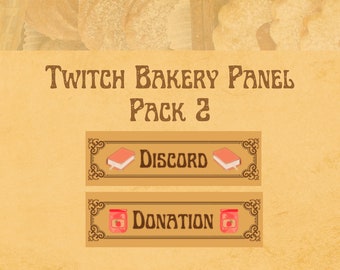 Two Bakery Cafe Twitch Panels For Live Streaming Cute Brown Vintage Borders Food & Pasteries Start Up Streamer Bakery Food Lover