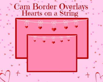4 String of Hearts Webcam Overlay Pink Red Hearts Twitch Youtube Live Streaming Border Perfect For Valentines Day Celebration Live Casting