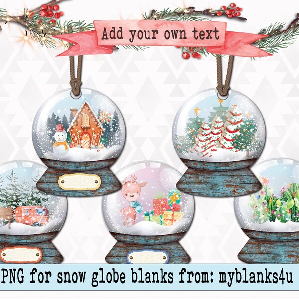 Snow globe sublimation ornament PNG bundle