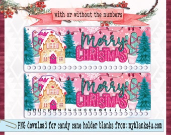 Candy cane holder Christmas countdown PNG Merry Christmas