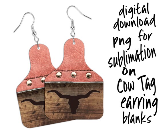 western cowhide sublimation png download for tear drop earrings