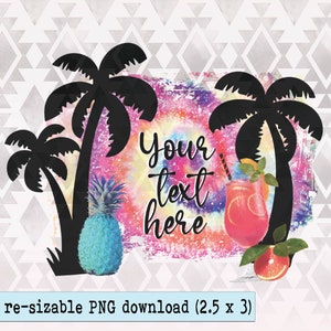 Tie dye palm tree beach sublimation design PNG download