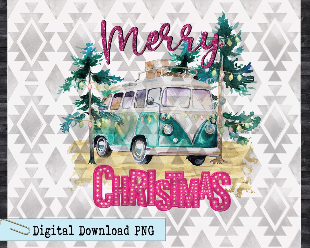 Vintage Christmas Van Sublimation Design PNG Etsy