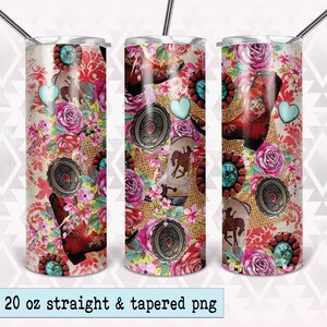 Rodeo cowboy boot collage PNG download for sublimation on tumblers