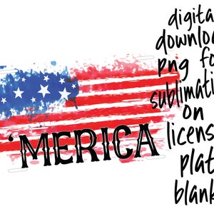 Patriottische digitale download voor sublimatie op blanco nummerplaat