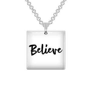 Personalized BELIEVE Necklace ~ Motivational Gift ~ Encouraging Jewelry ~ Inspired Jewelry ~ Gift for Her ~ Gift of Hope - Pearl Necklace