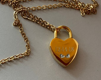 Personalized Heart Necklace, Name Jewelry ~ Dainty Gold Heart Necklace ~ Thick Heart Necklace ~ Custom Name Necklace ~ Gold filled