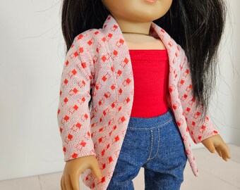 Vintage style cardigan 18 inch dolls, fits like american girl, fall outfit modern doll clothes 18 inch doll clothing. DUTY FREE to USA