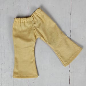 18 inch doll bell bottom pants, Yellow pants, elastic waist, fits like American girl doll pants