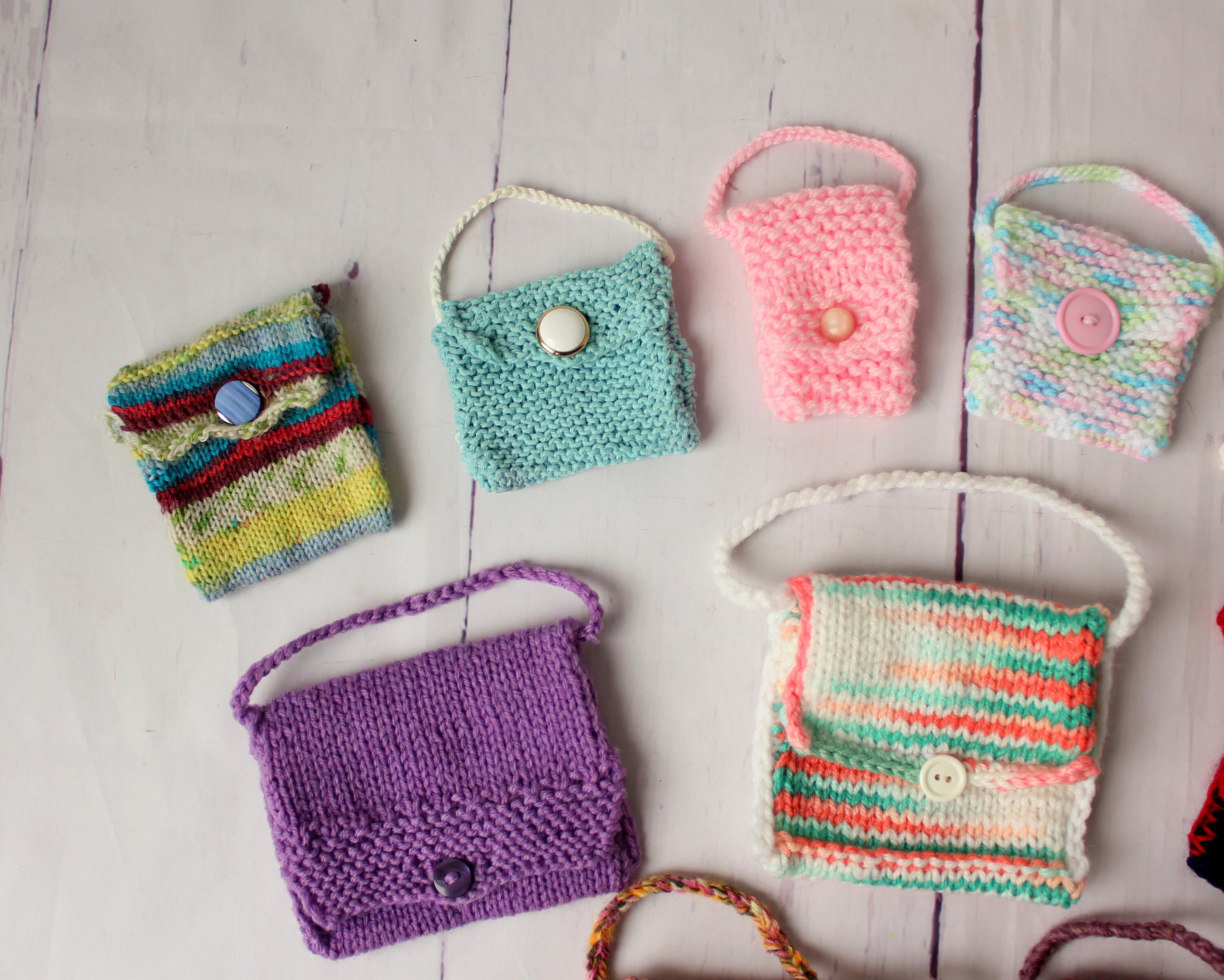 Mini hand knit purses / bags accessory for 18 dolls Etsy