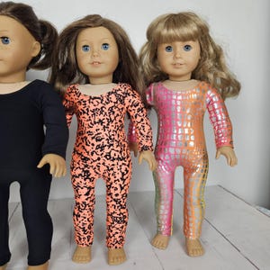 18インチドール用ボディスーツ、ダンスまたは体操用ベースレイヤーレオタード、18インチドール用衣装、無地＆柄物。米国免税