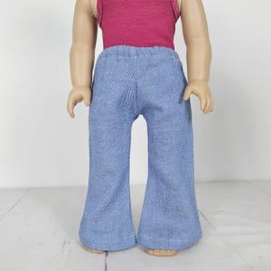 18 inch doll light blue bell bottom, elastic waist, fits like American girl doll pants