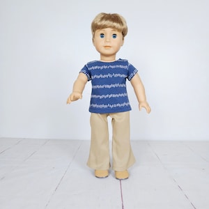 Soft Brown Beige bell bottom pants for 18 inch dolls, elastic waist, fits popular 18 inch dolls pantsDUTY FREE to USA