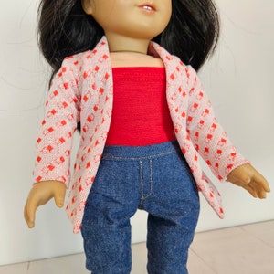 Vintage style cardigan 18 inch dolls, fits like american girl, fall outfit modern doll clothes 18 inch doll clothing