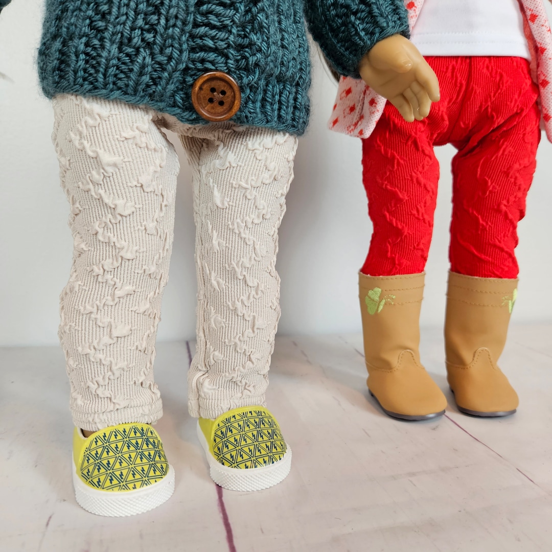 Red Textured Leggings 18 Inch Doll Leggings Well Fitted, Full Length