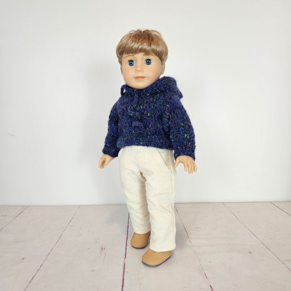 18 inch doll pants, light beige corduroy, 18 inch doll clothes, boy doll pants with working pockets. Corduroy pants