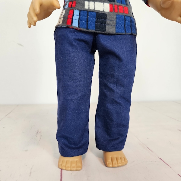 Navy 18 inch doll pants for boy or girl doll, dark blue pants with pockets, 18 inch doll clothes, uniform doll pants