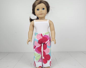 18 inch doll lounge pants, elastic waist, fits popular 18 inch dolls. Colorful pattern Fits like American Doll clothes. DUTY FREE to USA