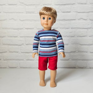 Boy Outfit 18 inch doll clothes, shirt and shorts, fits like american boy doll clothing, doll shorts