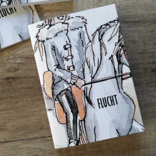 Zine "Flucht" - Ausbruch aus dem Alltag - Pferdekurzgeschichte, Sehnsucht, Comic, Zeichnungen, Pferd