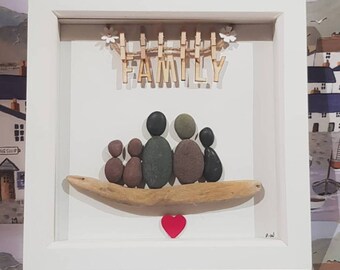 Family portrait pebble art