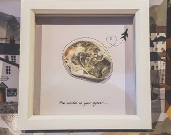 The world is your oyster, pebble art