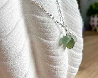 Triple Sea Glass Necklace | Handmade Coastal Ocean Jewelry