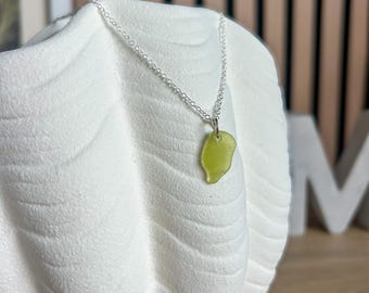 Olive Green Sea Glass Pendant Necklace | Handmade Cornish Coastal Jewelry